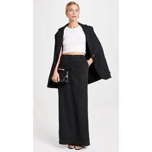 Reformation Cairo Skirt Black Tencel Lyocell Maxi Slit Low Rise Lightweight 10